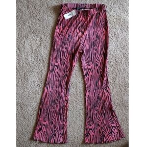 Asos Pink Zebra Print Flared Pants